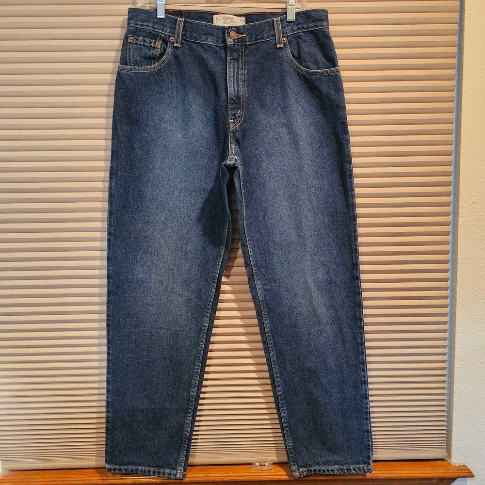 Levi Strauss Signature Womens Relaxed Fit Jeans Dark Wash Size 14 Short Cotton